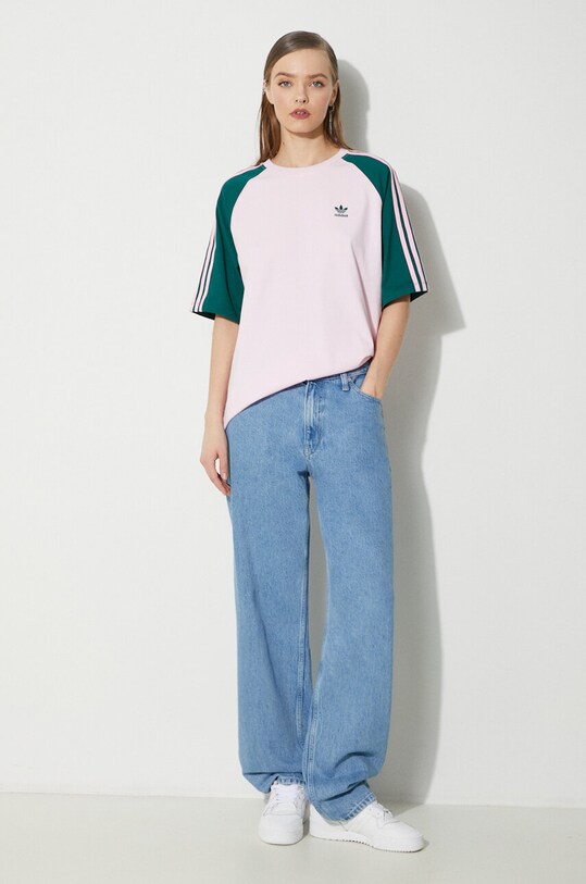 adidas Originals cotton t-shirt Blocked Tee OS IM9813 pink SS24