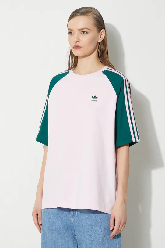 adidas Originals cotton t-shirt Blocked Tee OS pink IM9813