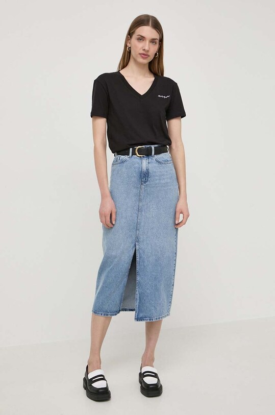 Хлопковая футболка Karl Lagerfeld 24UW1736 чёрный SS24