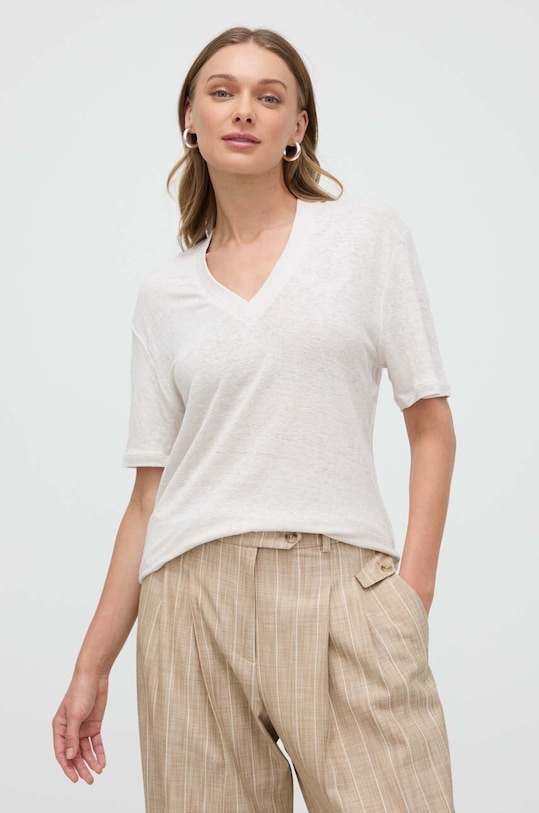 Boss Orange vászon póló len szürke 50511242