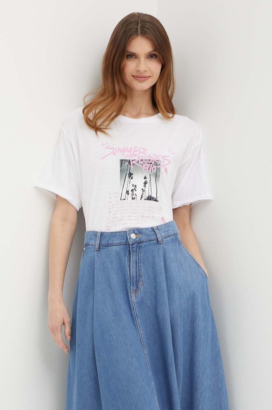 Boss Orange tricou din bumbac print alb 50511418