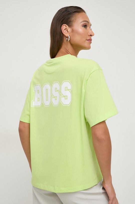 Bavlnené tričko Boss Orange zelená 50520478
