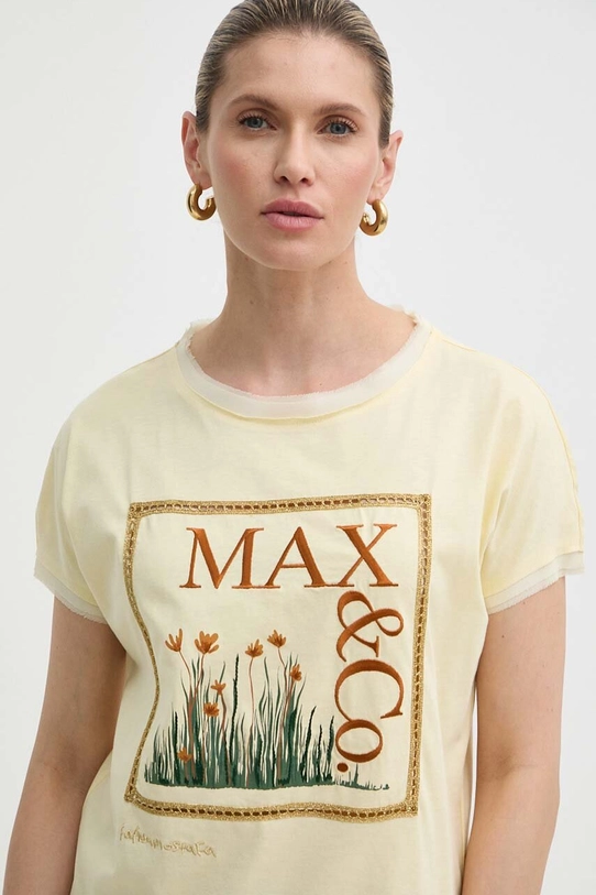 MAX&Co. t-shirt bawełniany x FATMA MOSTAFA aplikacja żółty 2416941018200