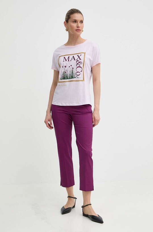 MAX&Co. t-shirt bawełniany x FATMA MOSTAFA 2416941018200 fioletowy SS24