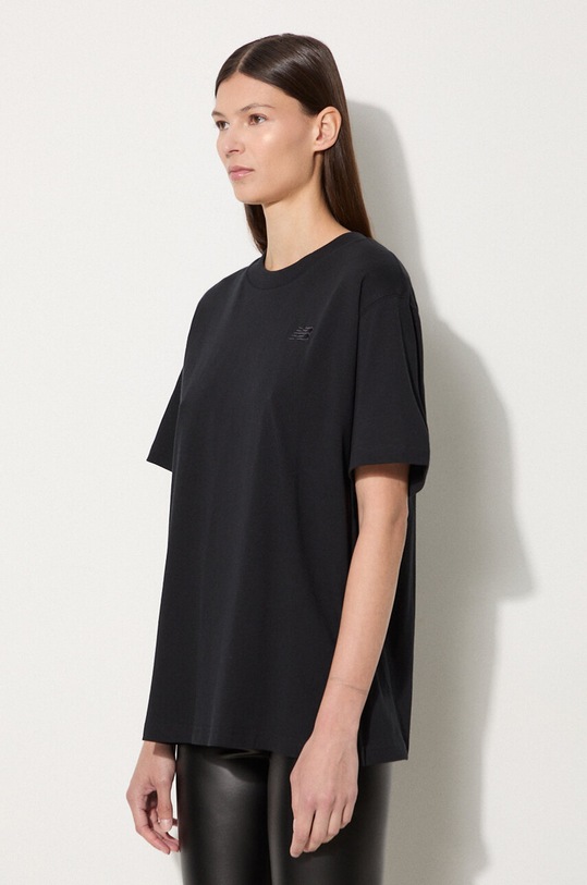 Βαμβακερό μπλουζάκι New Balance μαύρο WT41501BK