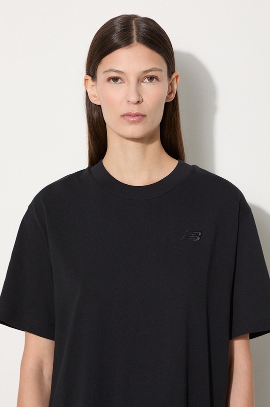 Βαμβακερό μπλουζάκι New Balance WT41501BK μαύρο