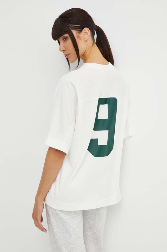 New Balance t-shirt bawełniany WT41512SST nadruk beżowy WT41512SST