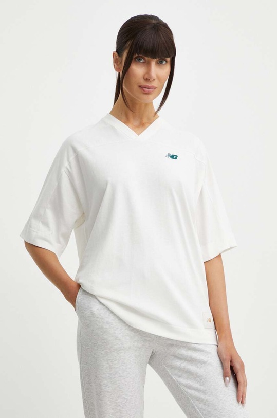 Odzież New Balance t-shirt bawełniany WT41512SST WT41512SST beżowy