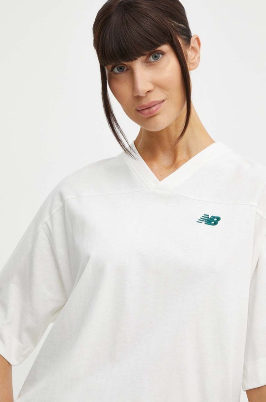 New Balance t-shirt bawełniany WT41512SST beżowy WT41512SST