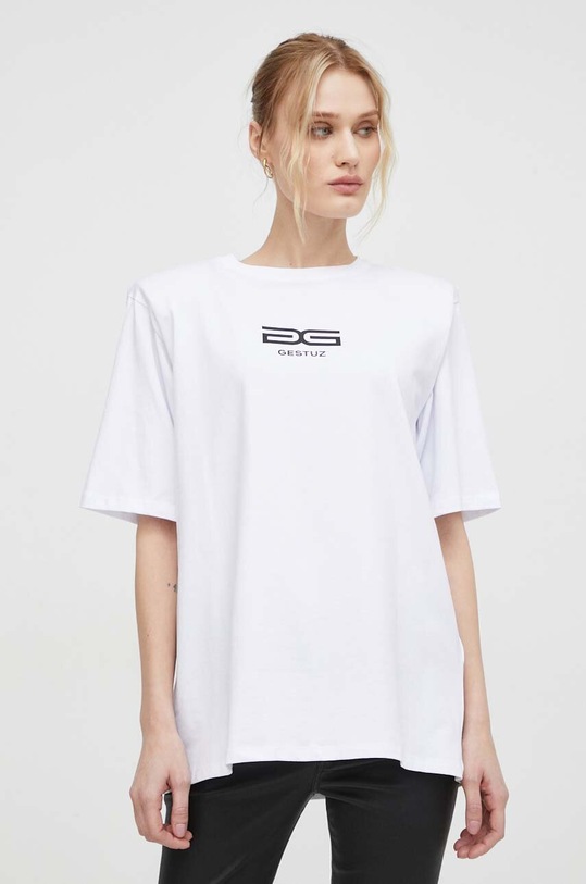 Gestuz t-shirt z elastanem biały 10908950