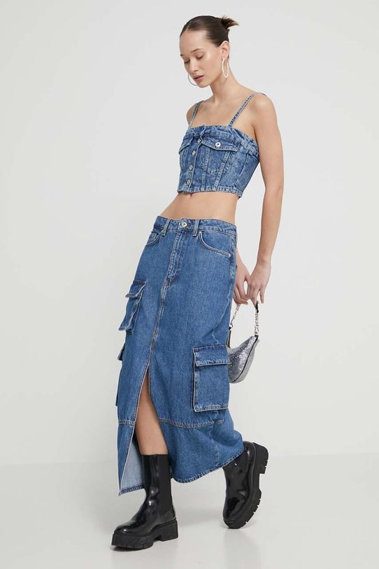 Karl Lagerfeld Jeans top jeansowy 241J1600 niebieski SS24