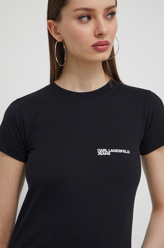 Karl Lagerfeld Jeans tricou din bumbac uni negru 241J1700