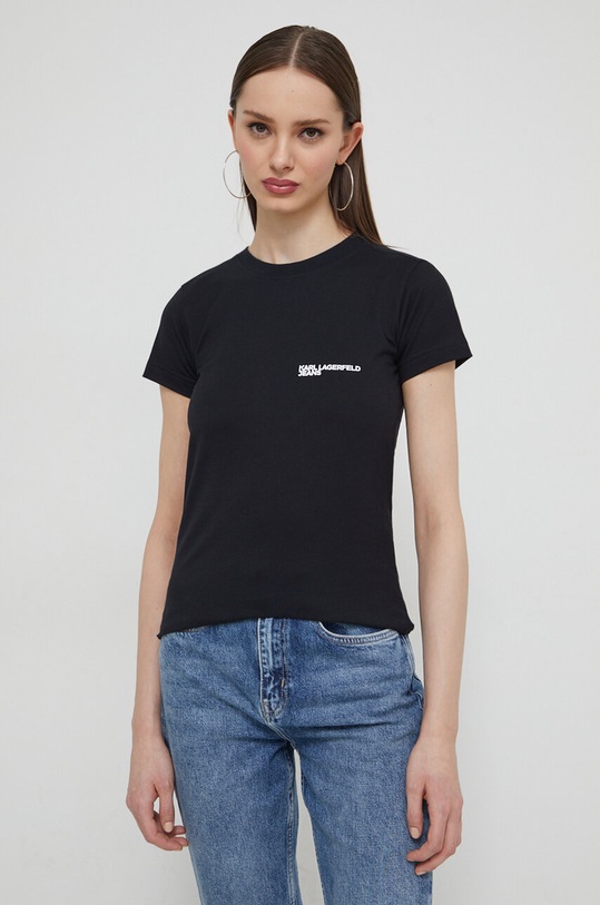 Karl Lagerfeld Jeans tricou din bumbac negru 241J1700