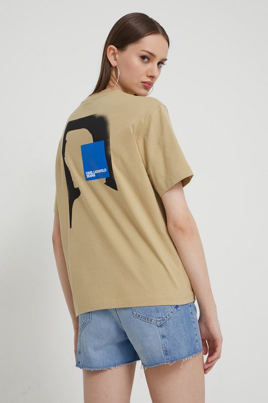 Odzież Karl Lagerfeld Jeans t-shirt bawełniany 241J1707 beżowy