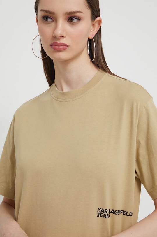 Pamučna majica Karl Lagerfeld Jeans bež 241J1707