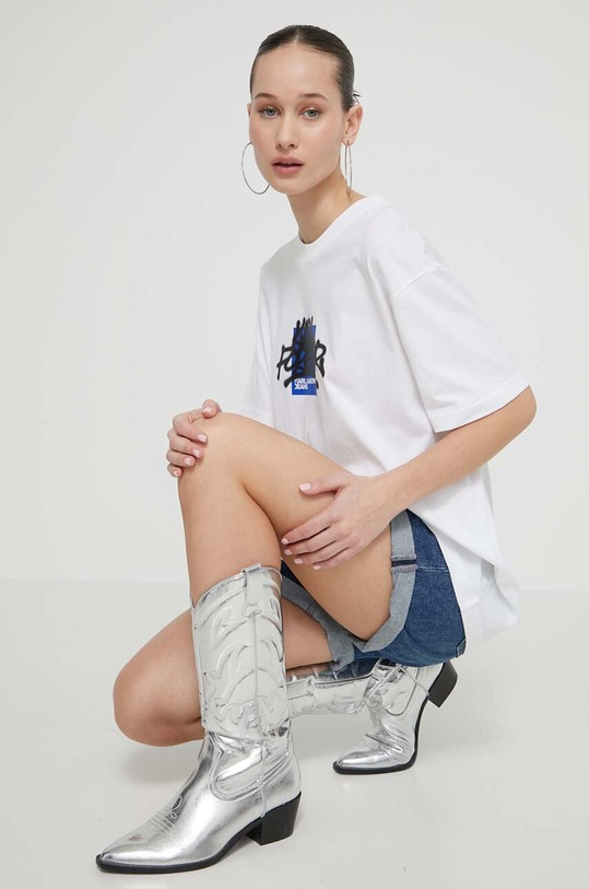 Karl Lagerfeld Jeans pamut póló fehér 241J1711
