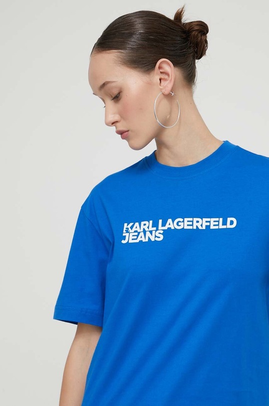 Karl Lagerfeld Jeans t-shirt bawełniany nadruk niebieski 241J1714