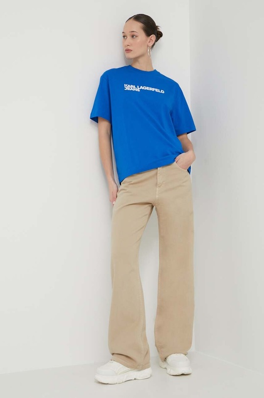 Karl Lagerfeld Jeans t-shirt bawełniany 241J1714 niebieski SS24