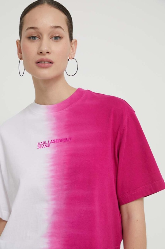 Karl Lagerfeld Jeans tricou din bumbac roz 241J1701