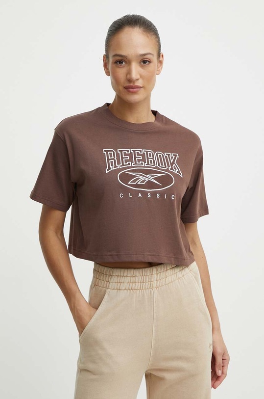 Reebok Classic tricou din bumbac Archive Essentials imprimeu maro 100075642