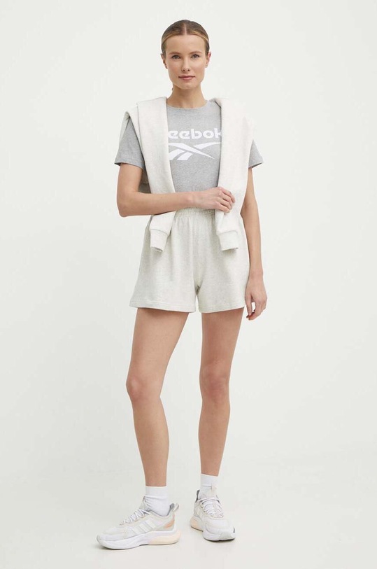 Памучна тениска Reebok Identity 100034852 сив SS24