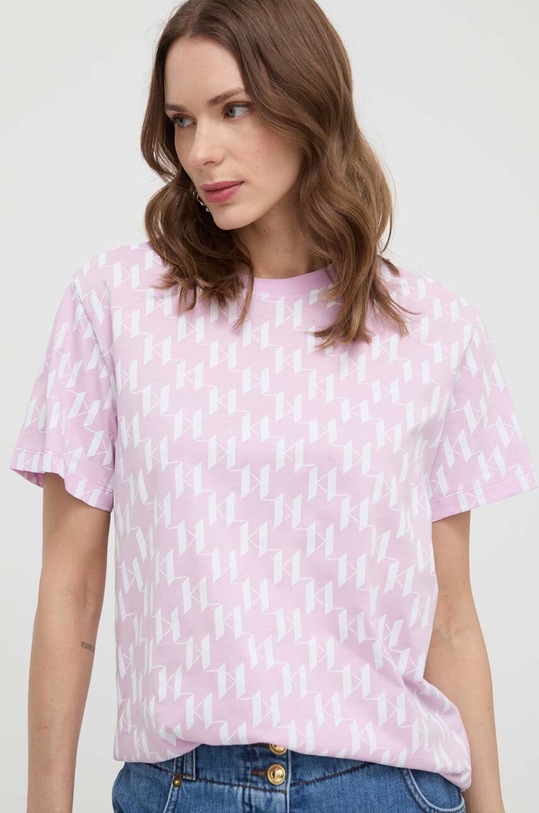 Karl Lagerfeld tricou din bumbac 241W1700 roz SS24