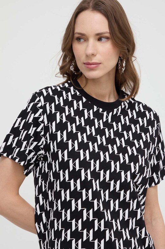Karl Lagerfeld tricou din bumbac cu modele negru 241W1700