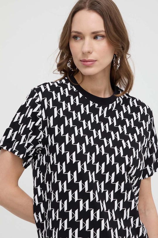 Karl Lagerfeld t-shirt bawełniany wzorzyste czarny 241W1700