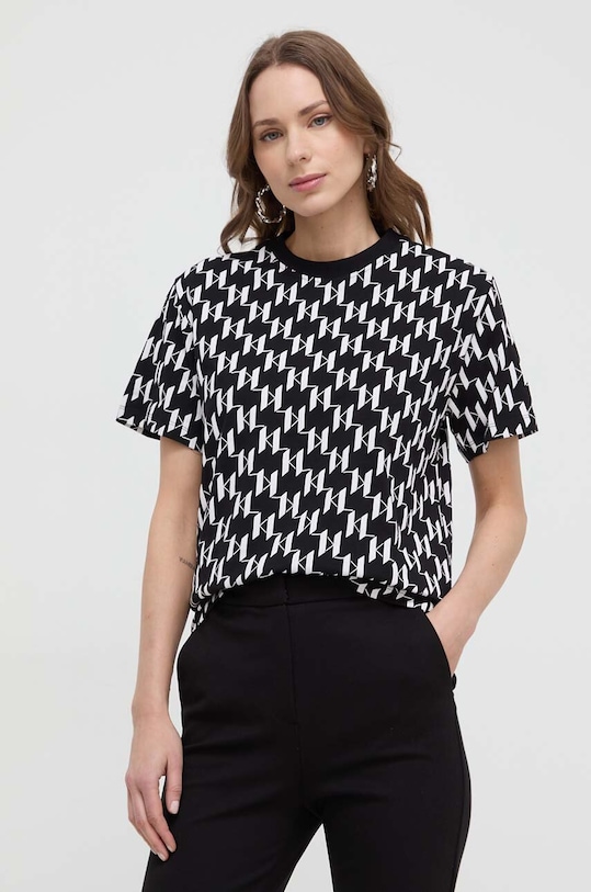 Karl Lagerfeld t-shirt bawełniany czarny 241W1700