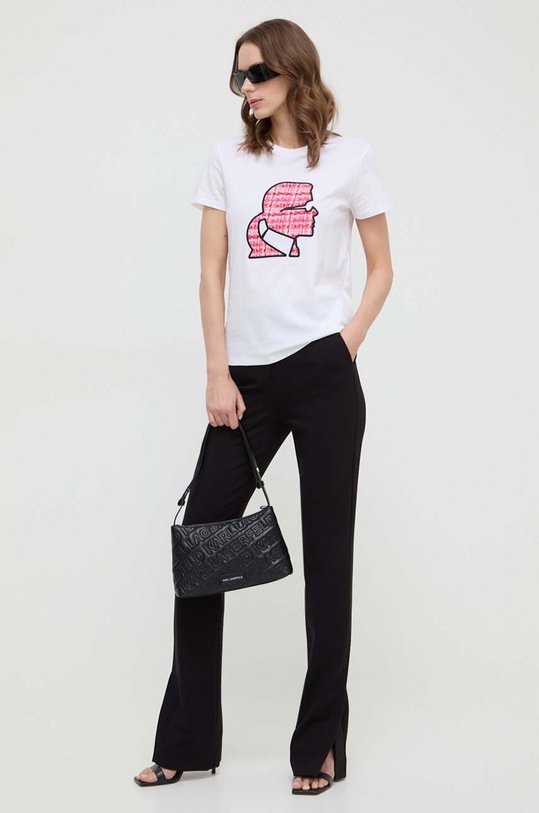 Bavlněné tričko Karl Lagerfeld 241W1704 bílá SS24