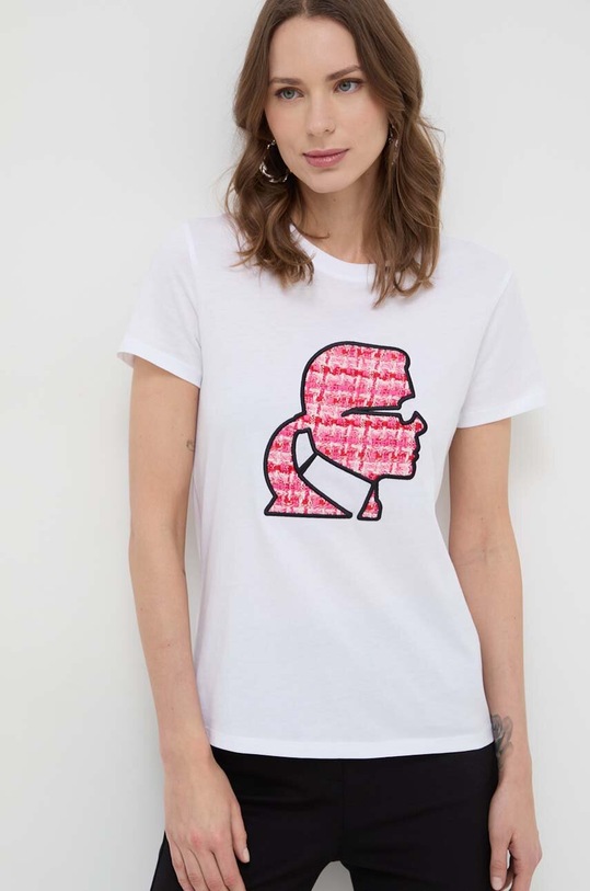 Bavlněné tričko Karl Lagerfeld bílá 241W1704