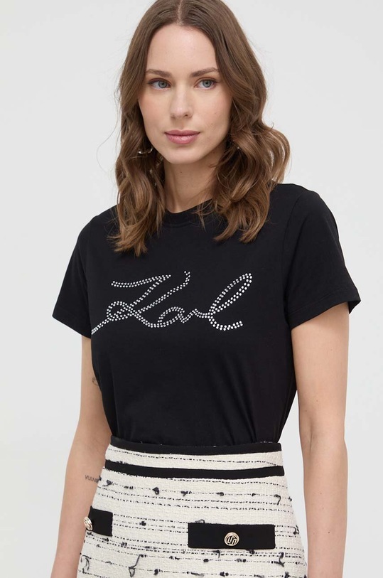 Bavlněné tričko Karl Lagerfeld černá 241W1713