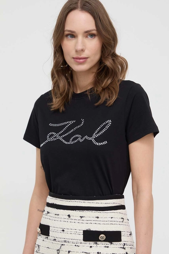 Karl Lagerfeld t-shirt bawełniany czarny 241W1713