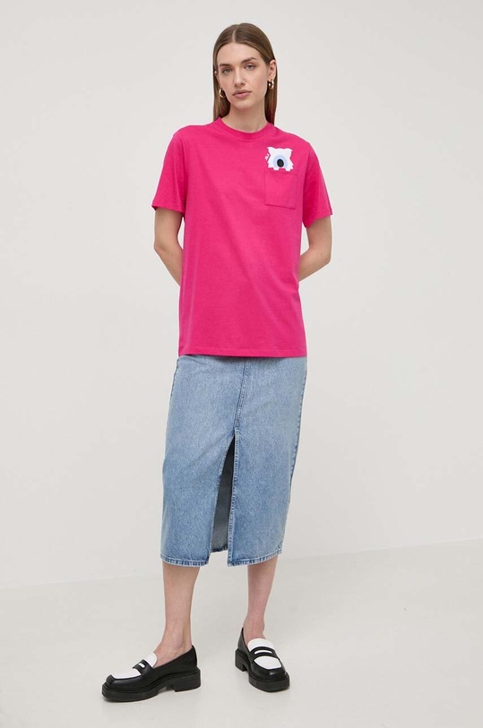Bavlněné tričko Karl Lagerfeld x Darcel Disappoints potisk růžová 241W1761