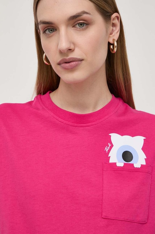 Bavlněné tričko Karl Lagerfeld x Darcel Disappoints růžová 241W1761