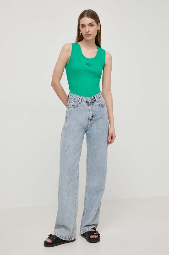 Karl Lagerfeld top bawełniany 241W1712 turkusowy SS24