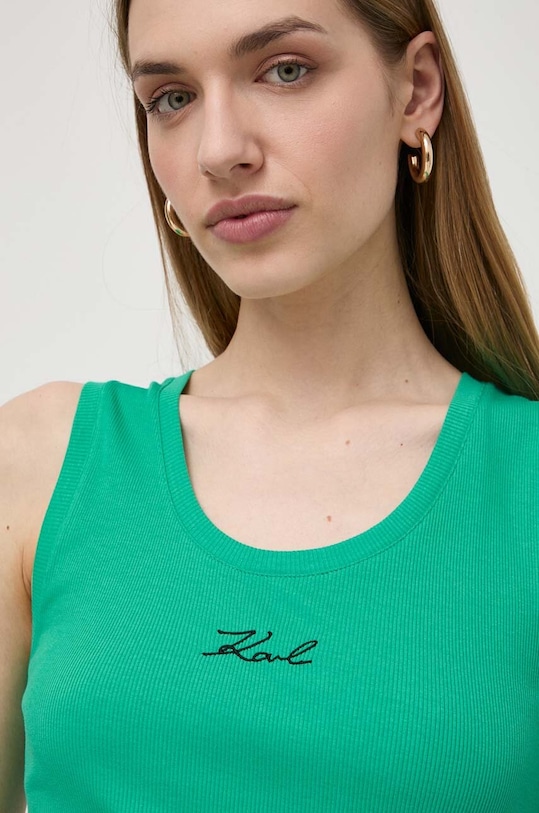 Karl Lagerfeld top bawełniany turkusowy 241W1712