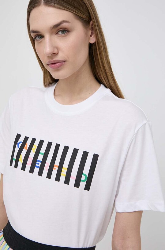 Karl Lagerfeld tricou din bumbac bej 241W1714