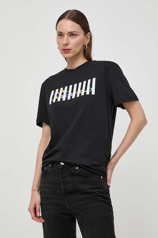 Karl Lagerfeld pamut póló pamut fekete 241W1714