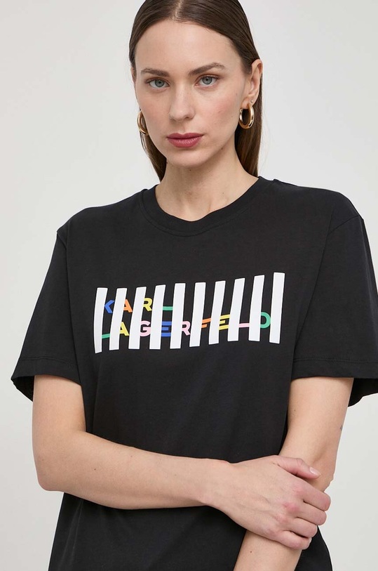 Karl Lagerfeld pamut póló fekete 241W1714