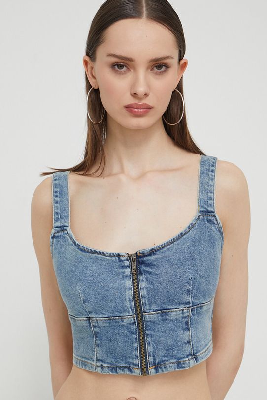 Guess Originals top z elastanem niebieski W4GG25D4ON0