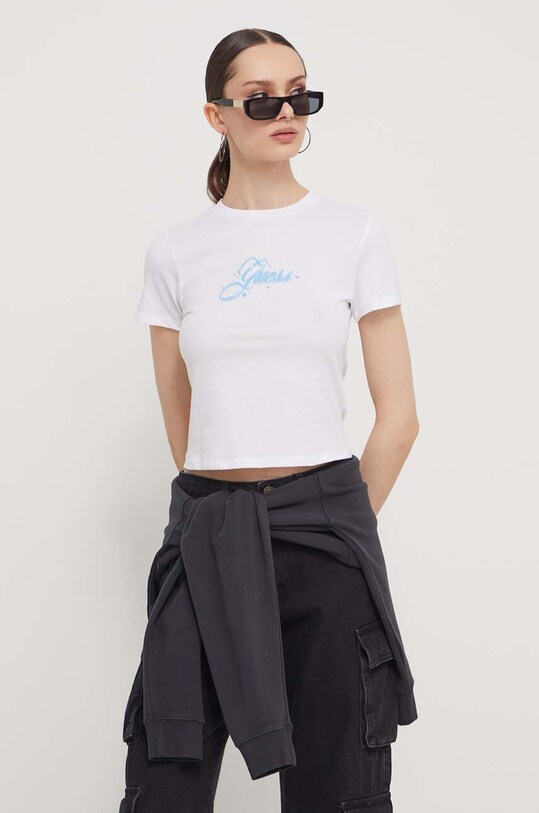 Bavlněné tričko Guess Originals bílá W4GI05JA914