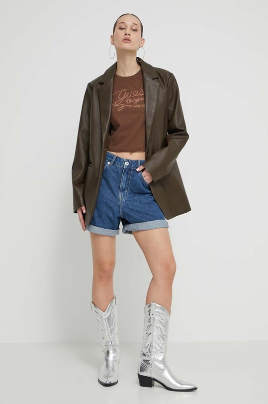 Guess Originals t-shirt W4GI07J1314 brązowy SS24