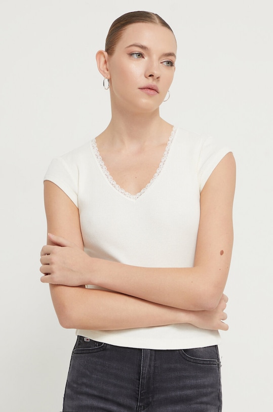 Bavlněné tričko Superdry slim béžová W6011874A.71D