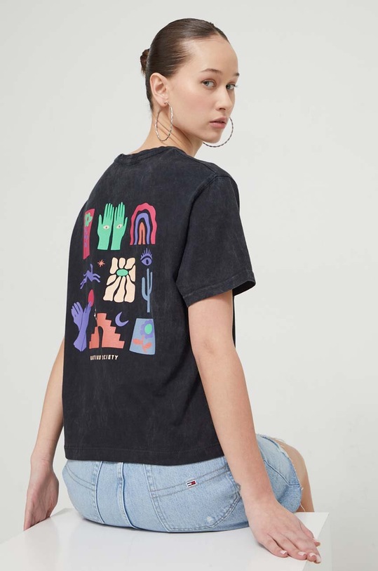 Kaotiko tricou din bumbac print negru AO017.01.M002