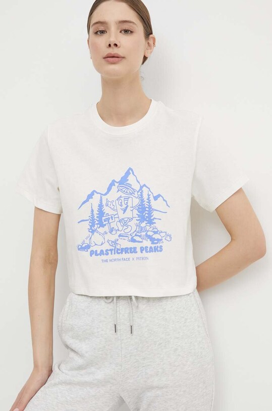 Bavlnené tričko The North Face potlač béžová NF0A87E0QLI1