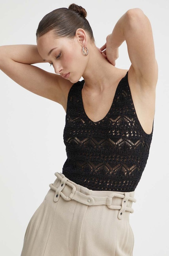 Топ с примесью льна IRO slim чёрный WM12LABELLE