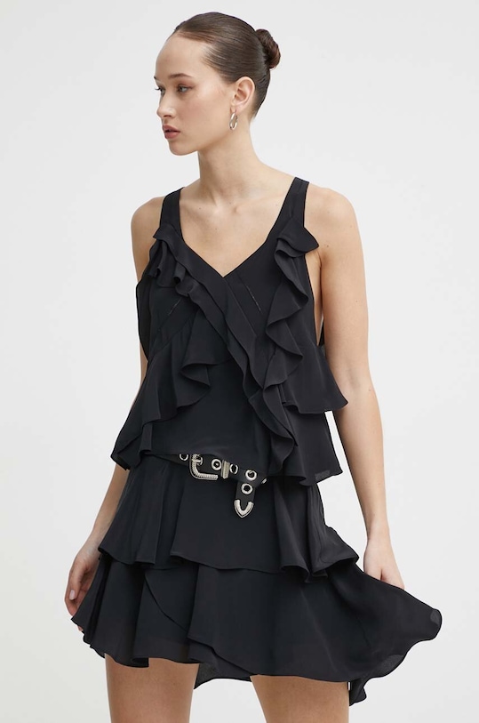 IRO bluzka z domieszką jedwabiu czarny WM16ELLIE