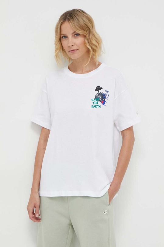 Champion tricou din bumbac print alb 117179