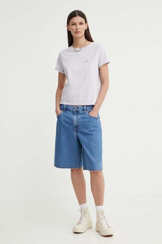 Βαμβακερό μπλουζάκι Levi's A7212 μωβ SS25